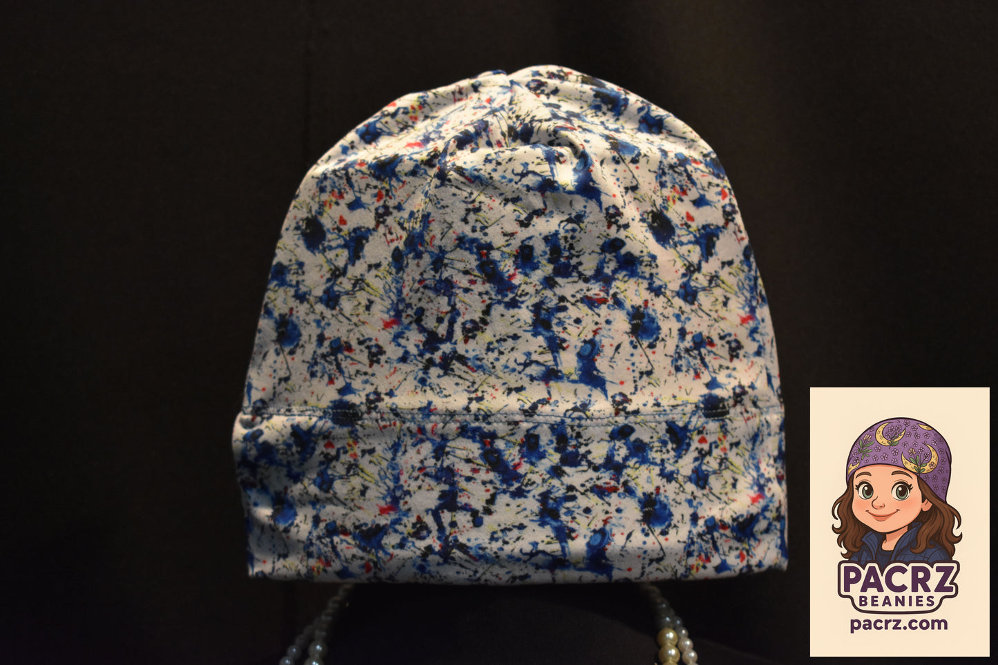 PACRZ Ready to Ship Beanies - Abstract Blues and White - Size Large