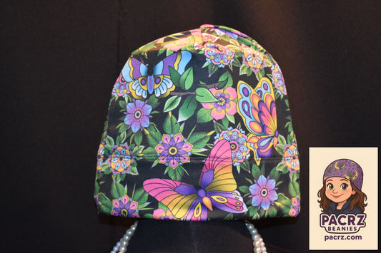 PACRZ Ready to Ship Beanies - Butterfly and Flower (Butterflies) - Size Large