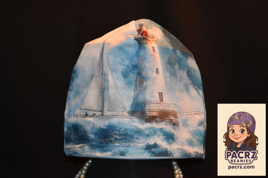 PACRZ Ready to Ship Beanies - Sailing by the Lighthouse - Size Large