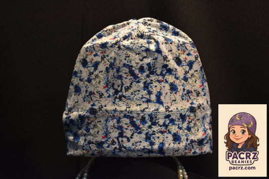 PACRZ Ready to Ship Beanies - Abstract Blues and White - Size Large