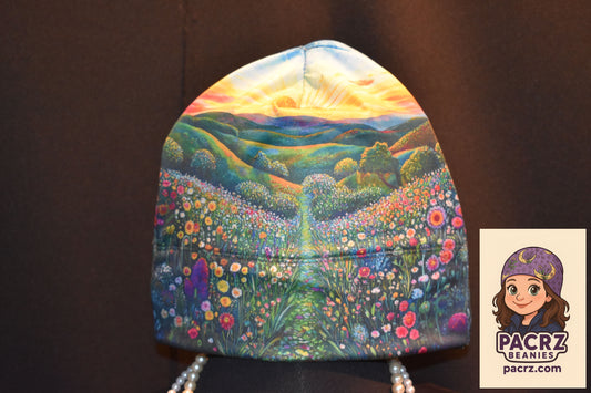 PACRZ Ready to Ship Beanies - Sunrise Field of Flowers - Size Large