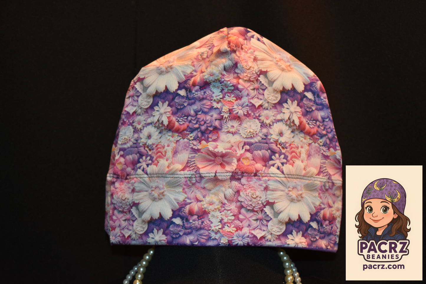 PACRZ Ready to Ship Beanies - Floral Pinks and Purples - Size Large