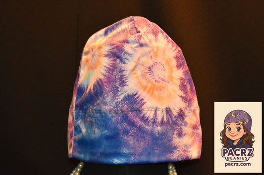 PACRZ Ready to Ship Beanies - Purple Yellow Tie Dye - Size Large